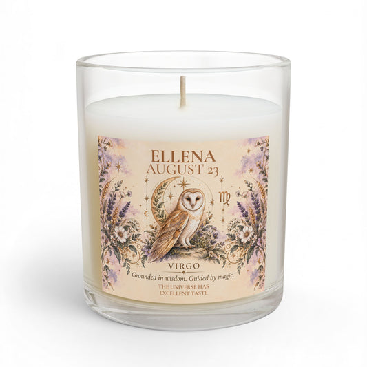Virgo Horoscope Candle with customized Name and Birthdate