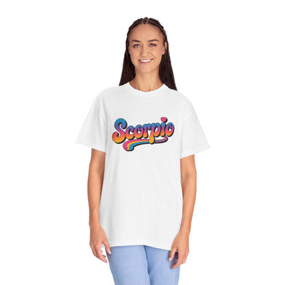 Scorpio Retro Groovy Tee – Multicolor Zodiac Shirt