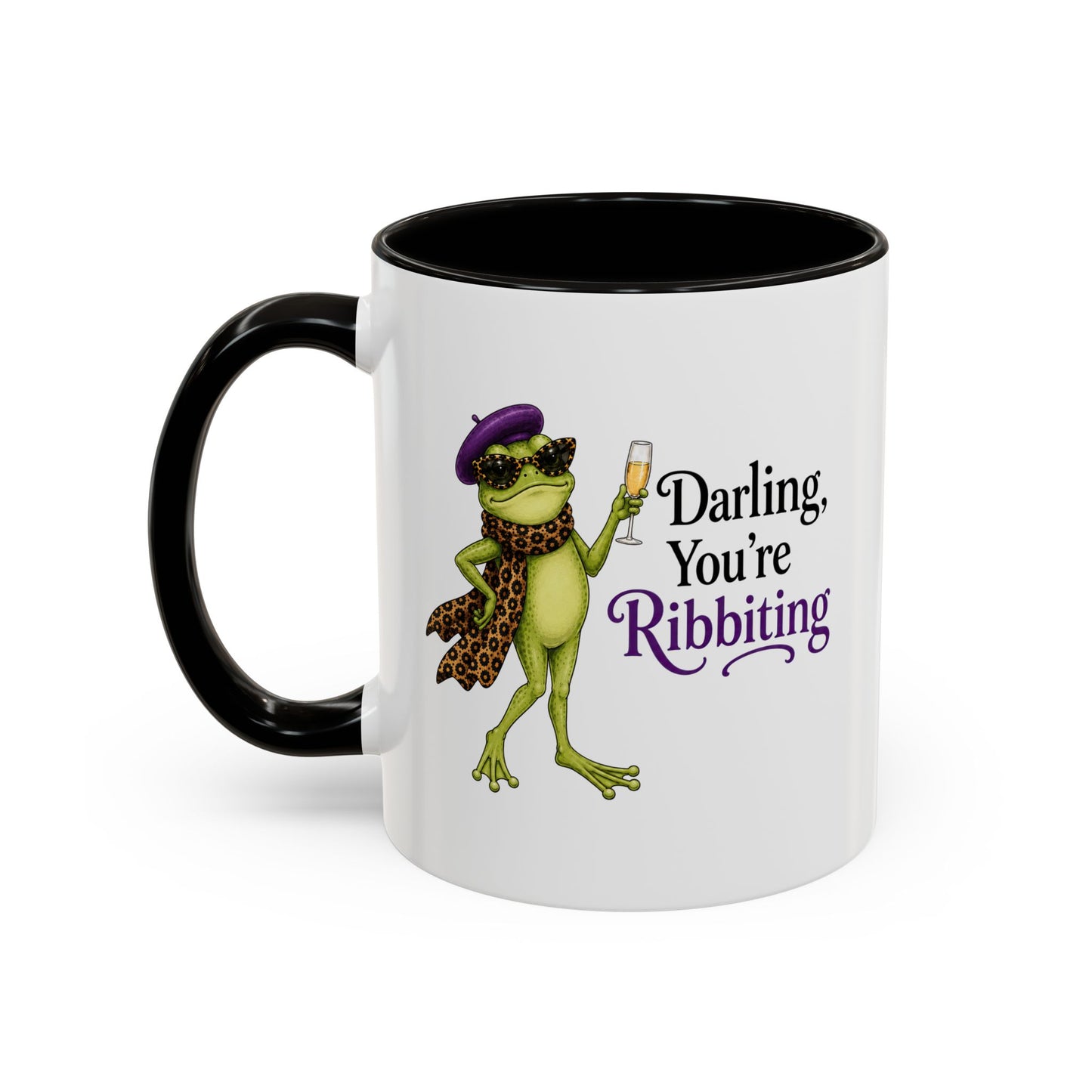 Darling You're Ribbiting Frog Mug | Funny Fashion Frog Coffee Mug | Glam Frog Gift for Women | Colored Mug