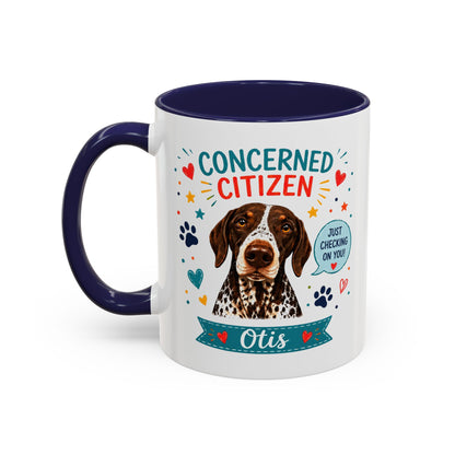 Personalized Dog Mug "Concerned Citizen" | Custom Pet Color Accent Mug with Dog Photo & Name | Funny Dog Lover Gift