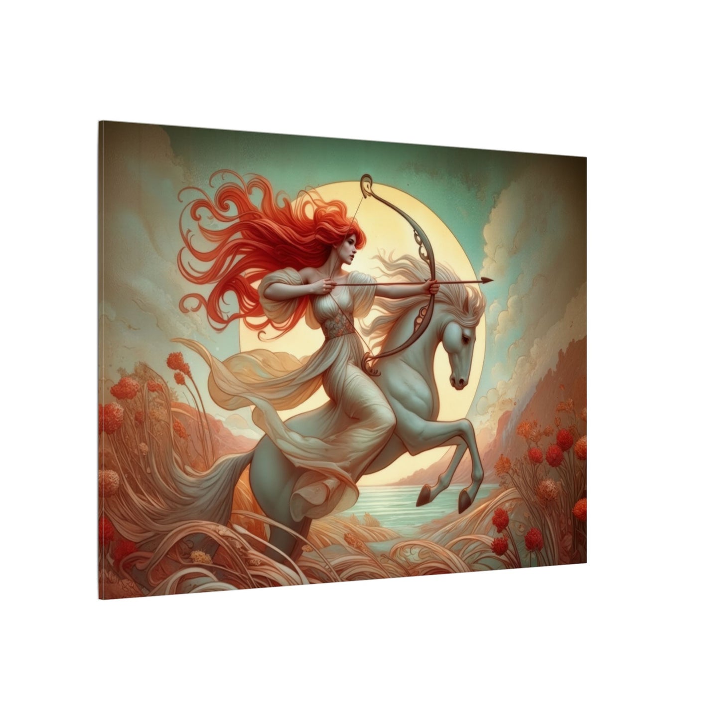 Firehorse Archer - Sagittarius Goddess | Art Nouveau Canvas Wall Art