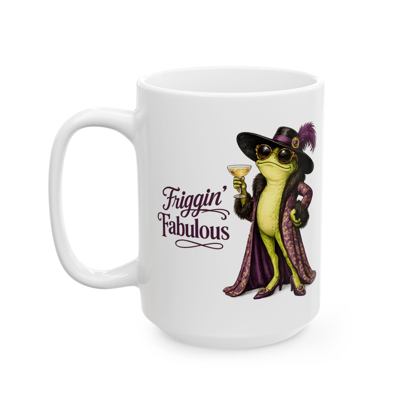 Friggin’ Fabulous Frog Mug | Funny Fashion Frog Affirmation Coffee Mug | Glam Frog Gift for Women