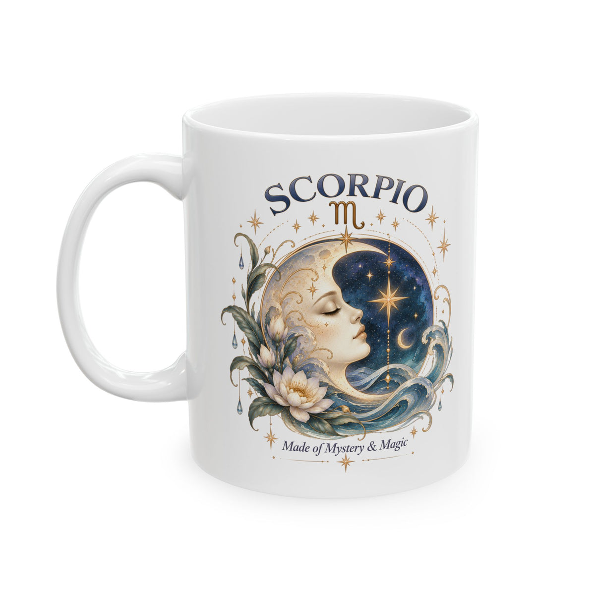 Scorpio Zodiac Celestial Moon Coffee Mug 11oz and 15 oz | Astrology Birthday Mystical Mug