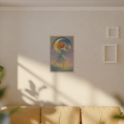 Flame Keeper Running Free – Moonlit Goddess Art Nouveau Canvas Wall Art