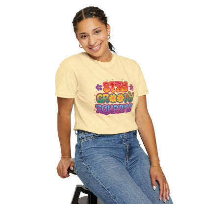 Stay Groovy Aquarius – Retro Flower Power Tee