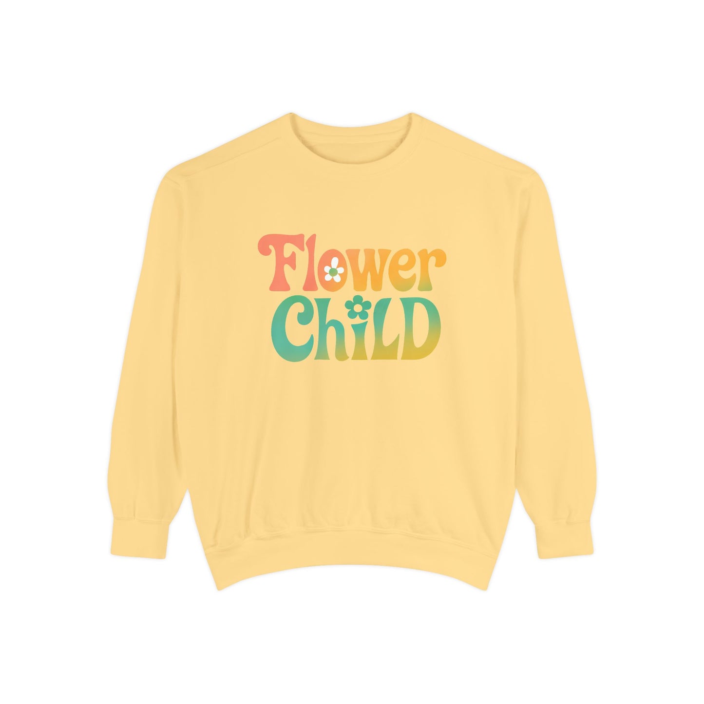Flower Child Unisex Crewneck – Groovy Flower Power Comfort Colors Midweight Sweatshirt