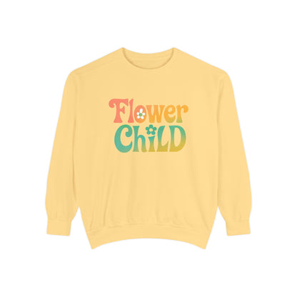 Flower Child Unisex Crewneck – Groovy Flower Power Comfort Colors Midweight Sweatshirt