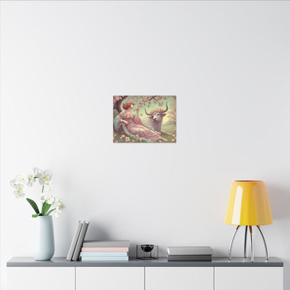 Secret Meadow: Bull and Bloom | Taurus Goddess Art Nouveau Zodiac Wall Art