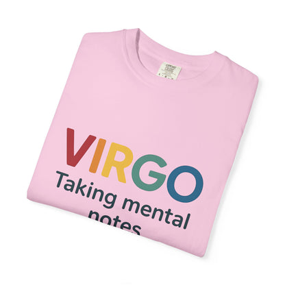 VIRGO Taking Mental Notes – Rainbow Minimalist Zodiac Tee