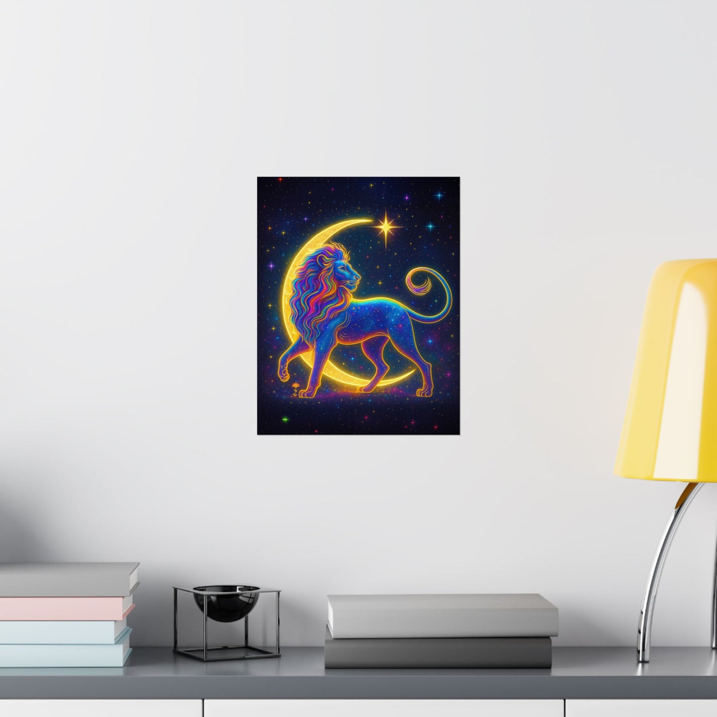 Luminous Lion – Crescent Moon Wall Art Print (Leo Zodiac Inspired)
