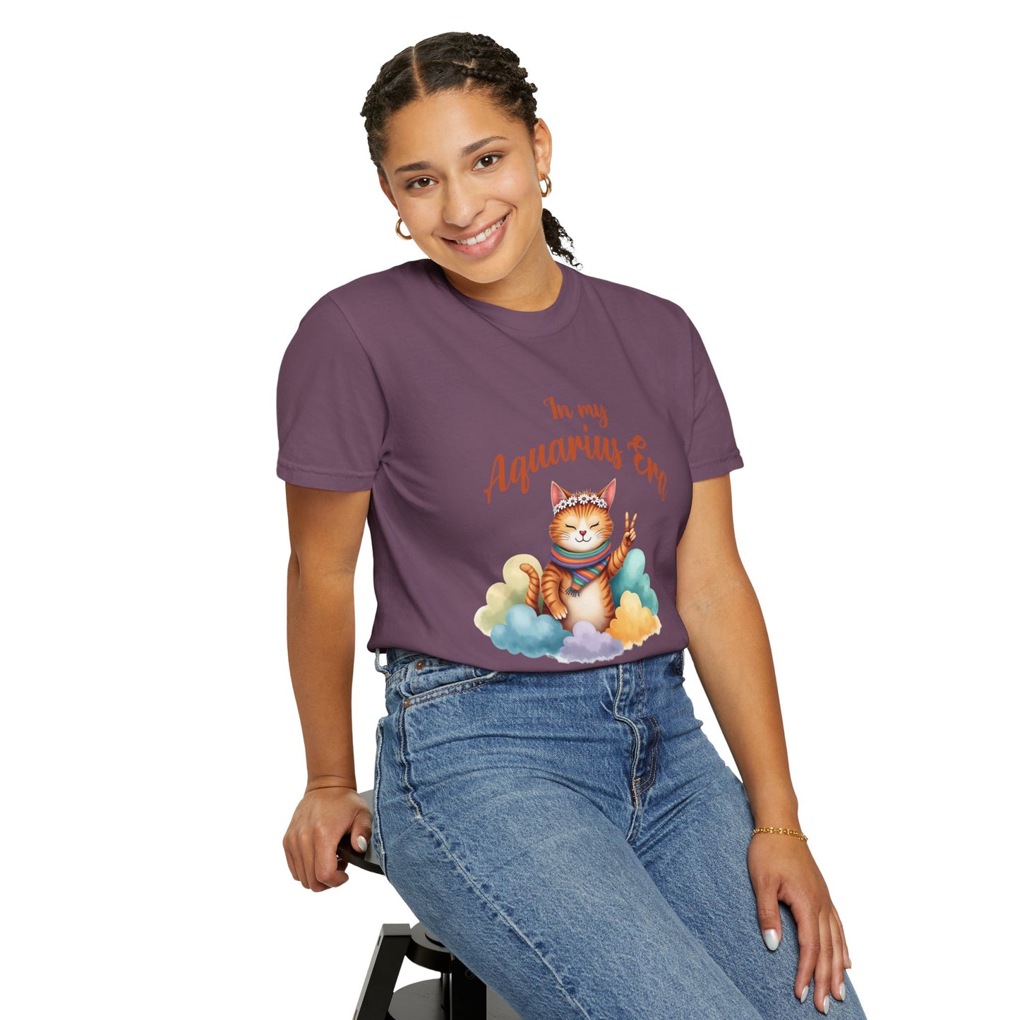 In My Aquarius Era Tee – Colorful Funny Zodiac Cat Shirt