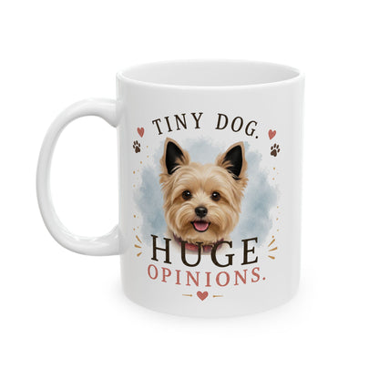 Custom Pet Mug with Photo and Name, Tiny Dog Huge Opinions, Personalized Pet Coffee Cup for Dog Lover, Gift for Dog Mom and Dad