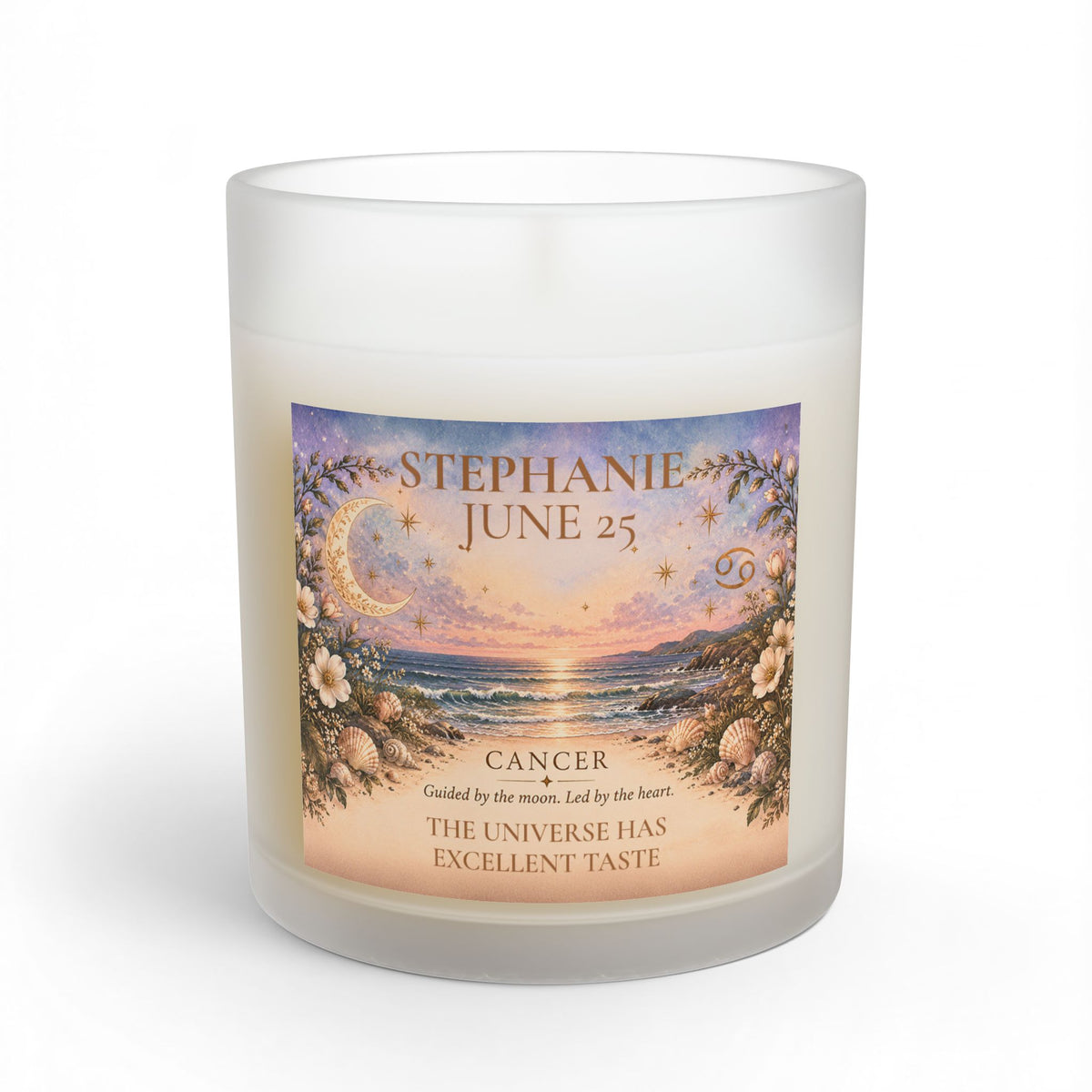 Personalized Cancer Zodiac Candle | Ocean Floral Astrology Candle 11oz