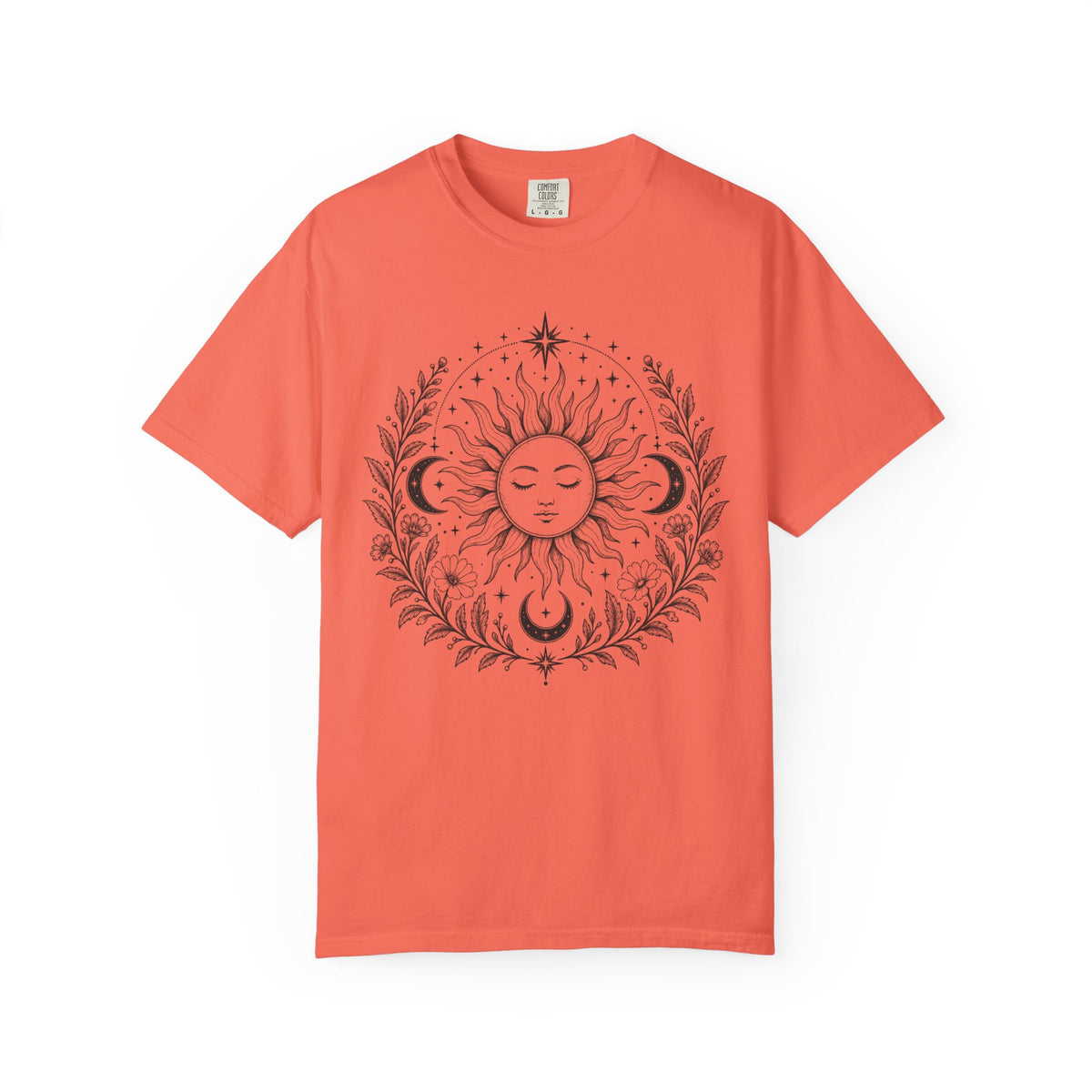 Boho Spiritual Sun and Floral Hippie Unisex T-Shirt