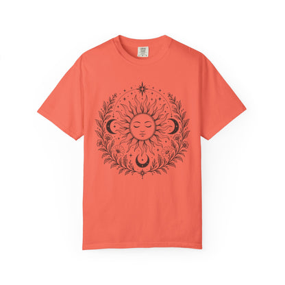 Boho Spiritual Sun and Floral Hippie Unisex T-Shirt