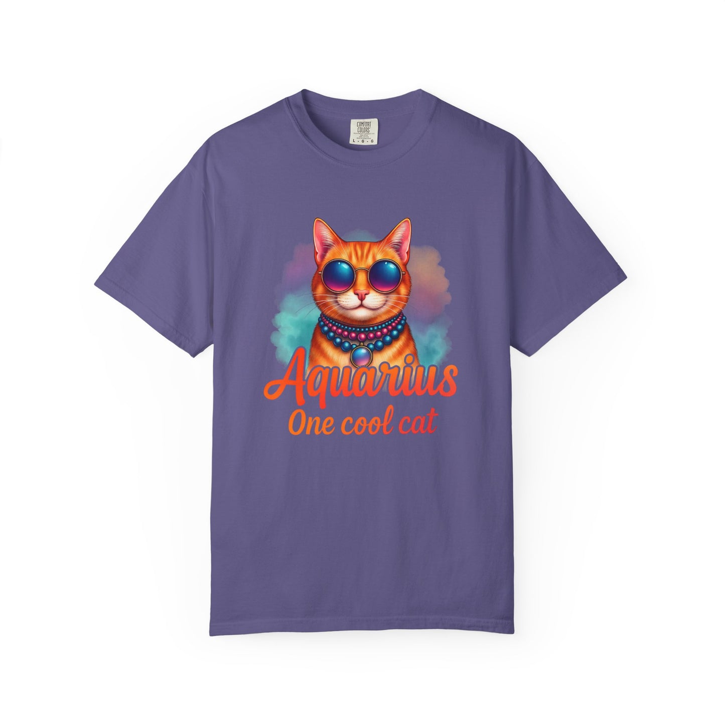 Aquarius One Cool Cat – Funky Retro Zodiac Tee - Enchanted Sky
