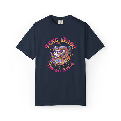 FUNK YEAH!! I’m an Aries Tee – Retro Multicolor Zodiac Shirt, Groovy Fun Style
