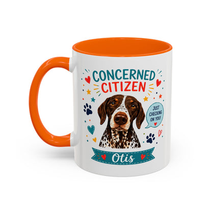 Personalized Dog Mug "Concerned Citizen" | Custom Pet Color Accent Mug with Dog Photo & Name | Funny Dog Lover Gift