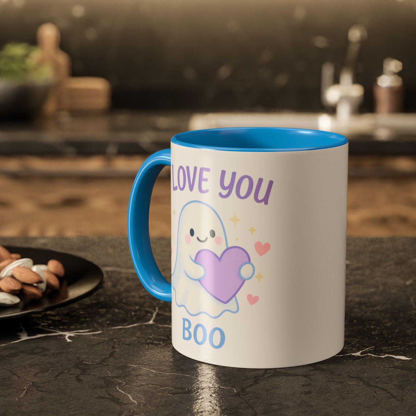 I Love You Boo – Cute Ghost Love Mug (Blue Accent 11oz & 15oz)