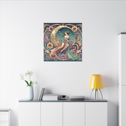 Floral Moon Muse – Art Nouveau Goddess Wall Art