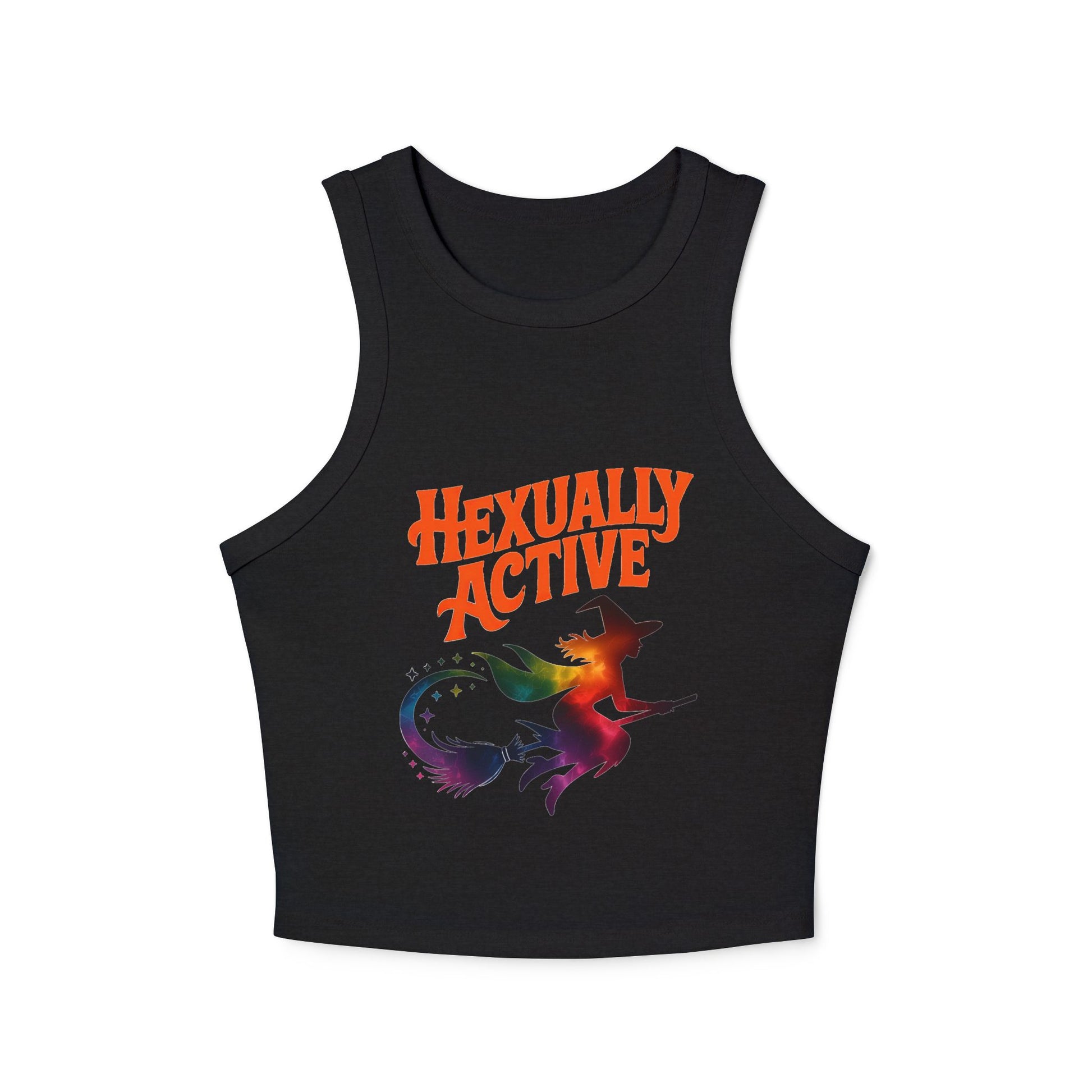 Hexually Active - Fun Witch Racerback Cropped Tank - Enchanted Sky