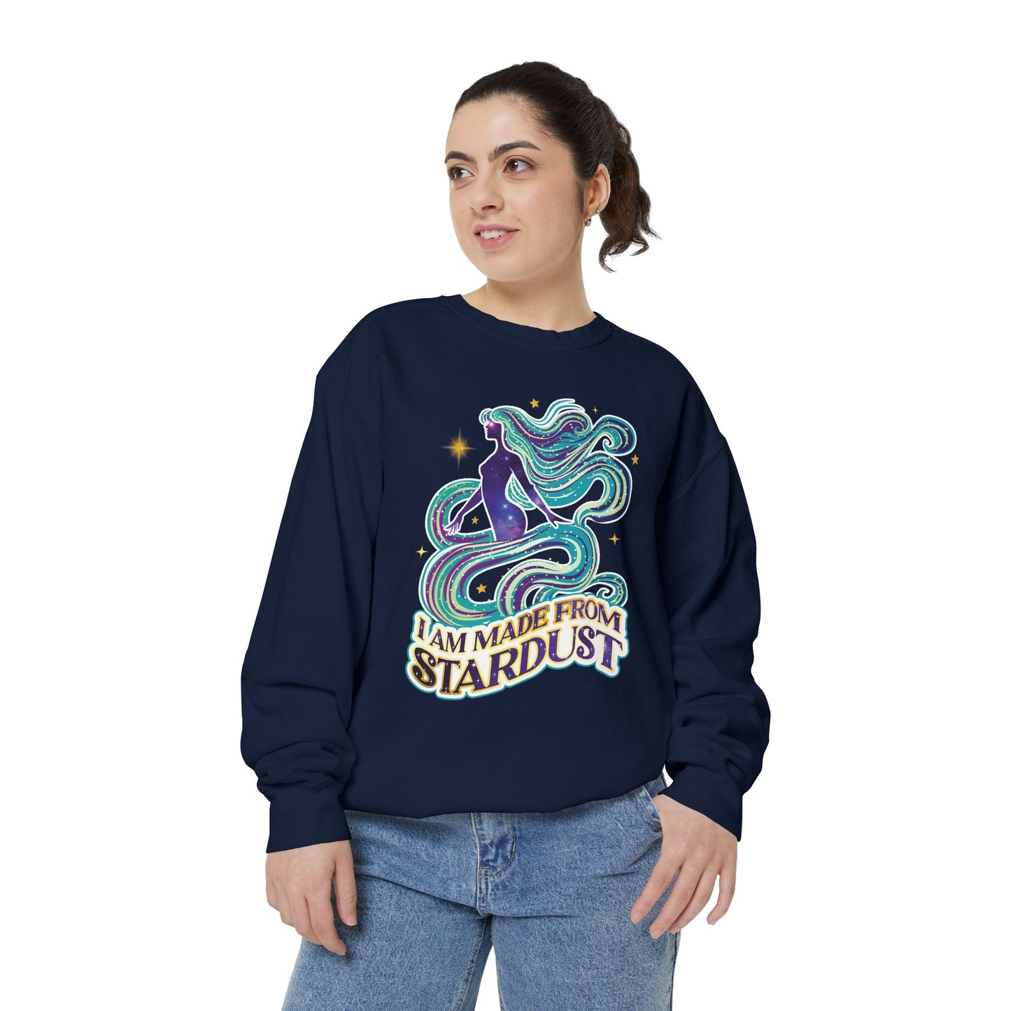 I Am Made From Stardust Unisex Crewneck – Empowering Celestial Comfort Colors Midweight Sweatshirt