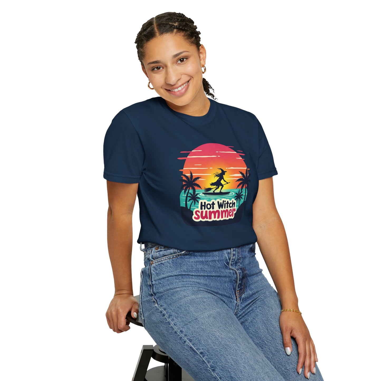 Hot Witch Summer - Surfing Retro Sunset Beach Tee