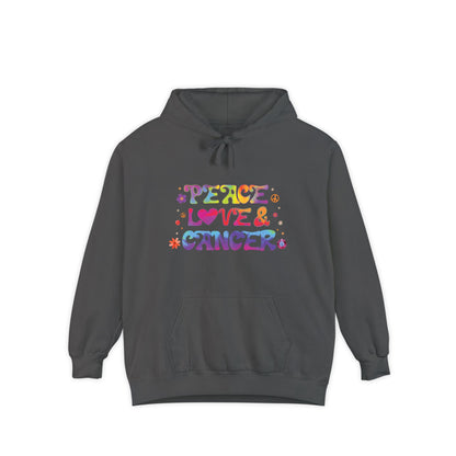 Peace Love & Cancer Unisex Hoodie – Groovy Retro Comfort Colors Midweight Hoodie