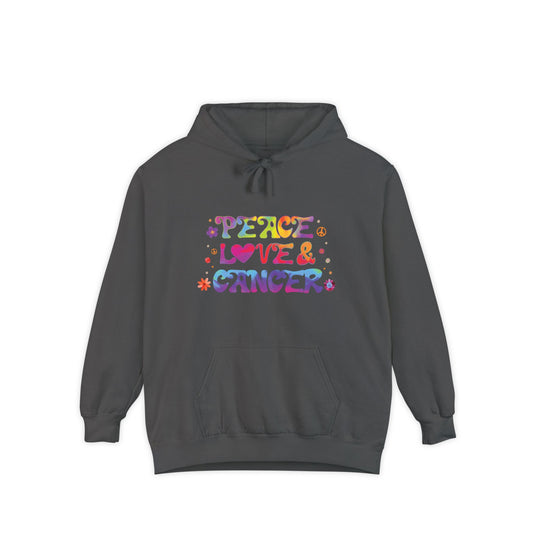Peace Love & Cancer Unisex Hoodie – Groovy Retro Comfort Colors Midweight Hoodie