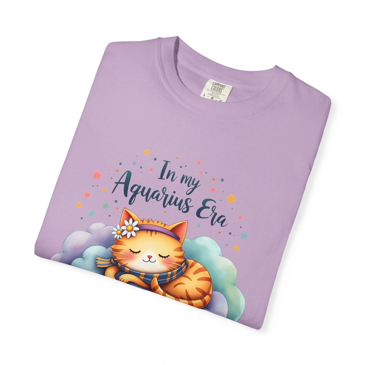 In My Aquarius Era Tee – Colorful Zodiac Cat Shirt