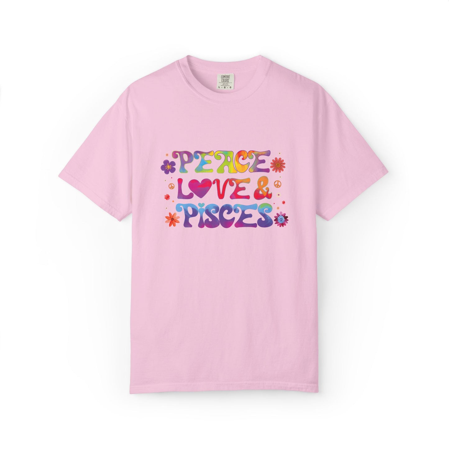 Peace Love & Pisces Tee – Retro Colorful Zodiac Shirt