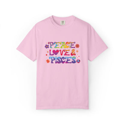 Peace Love & Pisces Tee – Retro Colorful Zodiac Shirt