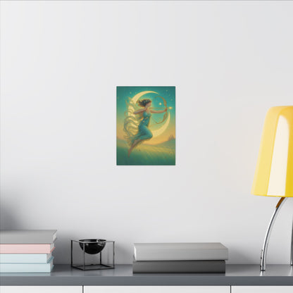 Artemis of the Stars – Celestial Moon Goddess Art Nouveau Canvas Wall Art