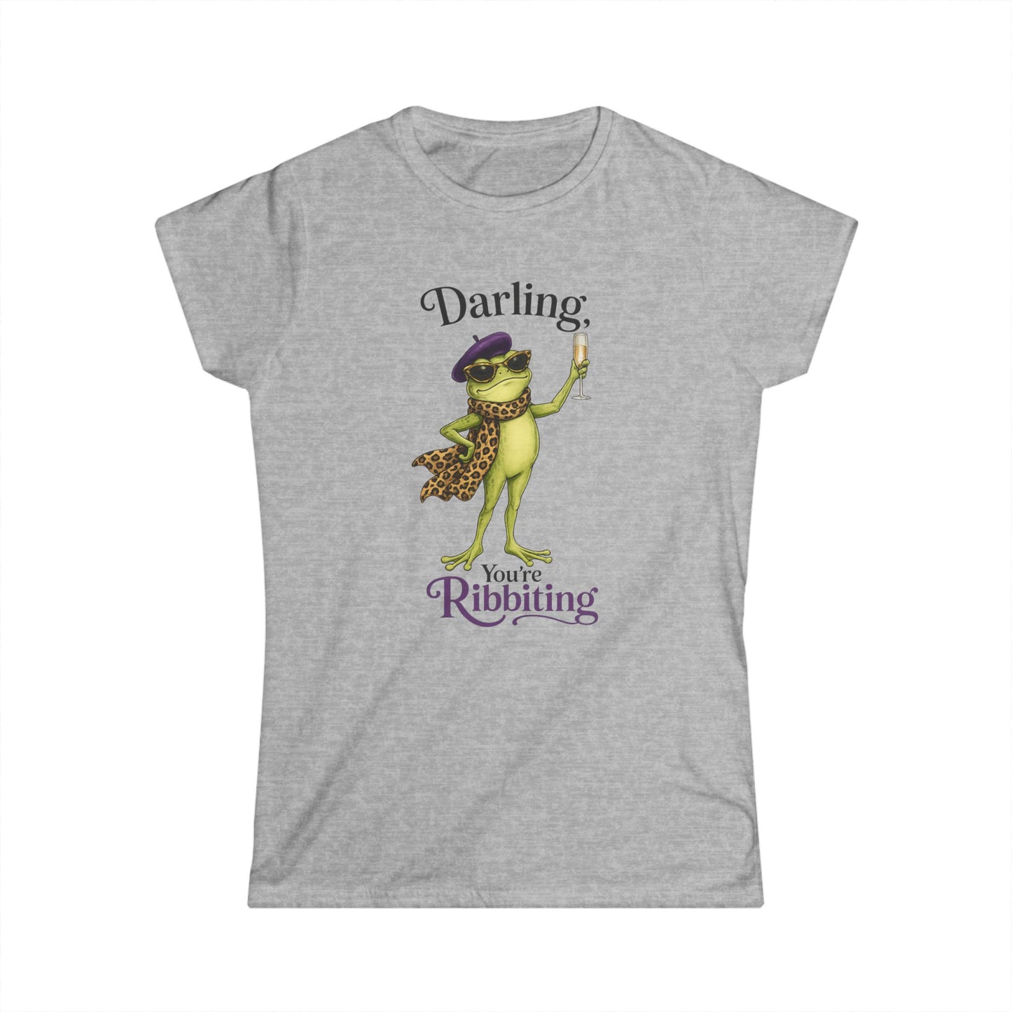 Darling, You’re Ribbiting Women’s Frog Tee | Funny Fashion Frog Affirmation Shirt | Glam Frog Graphic Tee