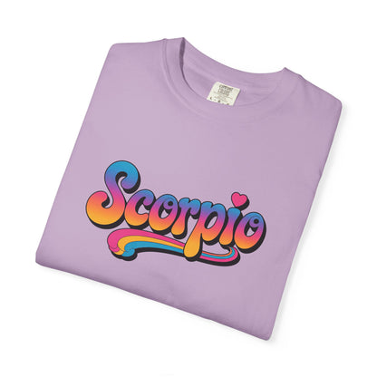 Scorpio Retro Groovy Tee – Multicolor Zodiac Shirt
