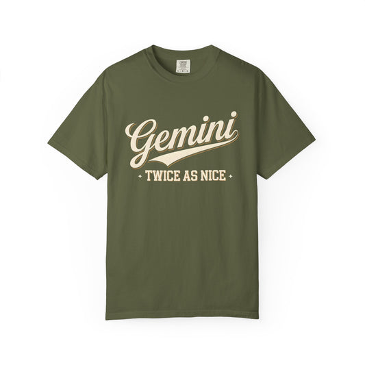 Gemini “Twice As Nice” Zodiac- Retro Astrology Tee - Unisex Graphic Shirt
