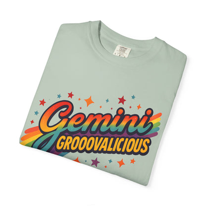 Gemini Groovalicious - Retro Disco Rainbow Zodiac Tee - Enchanted Sky
