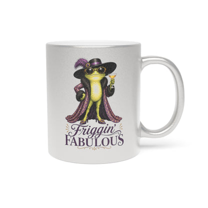 Friggin' Fabulous Silver or Gold Metallic Mug | Funny Fashion Frog Coffee Mug | Glam Gift for Women