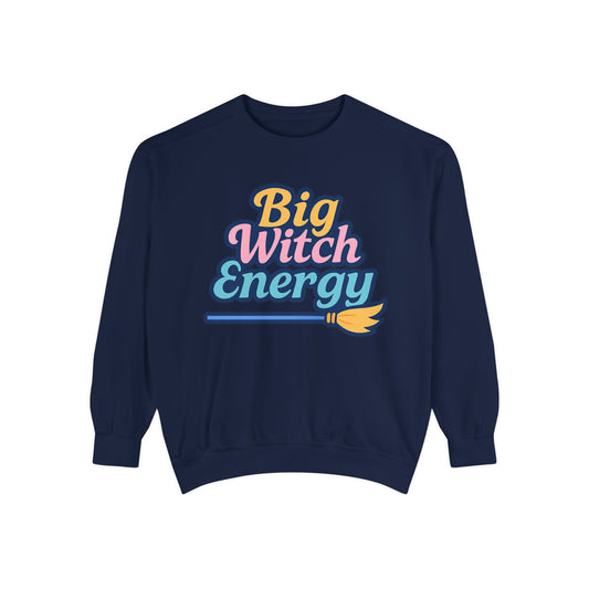 Big Witch Energy Sweatshirt – Colorful Pastel Broom Pullover