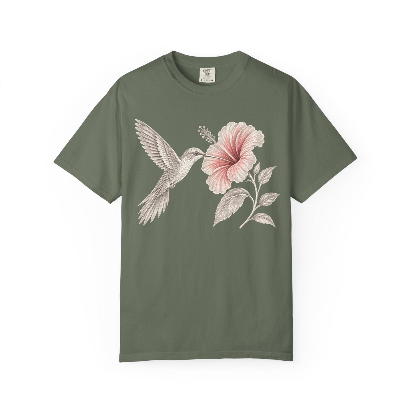 Vintage Hummingbird & Hibiscus Floral T-Shirt