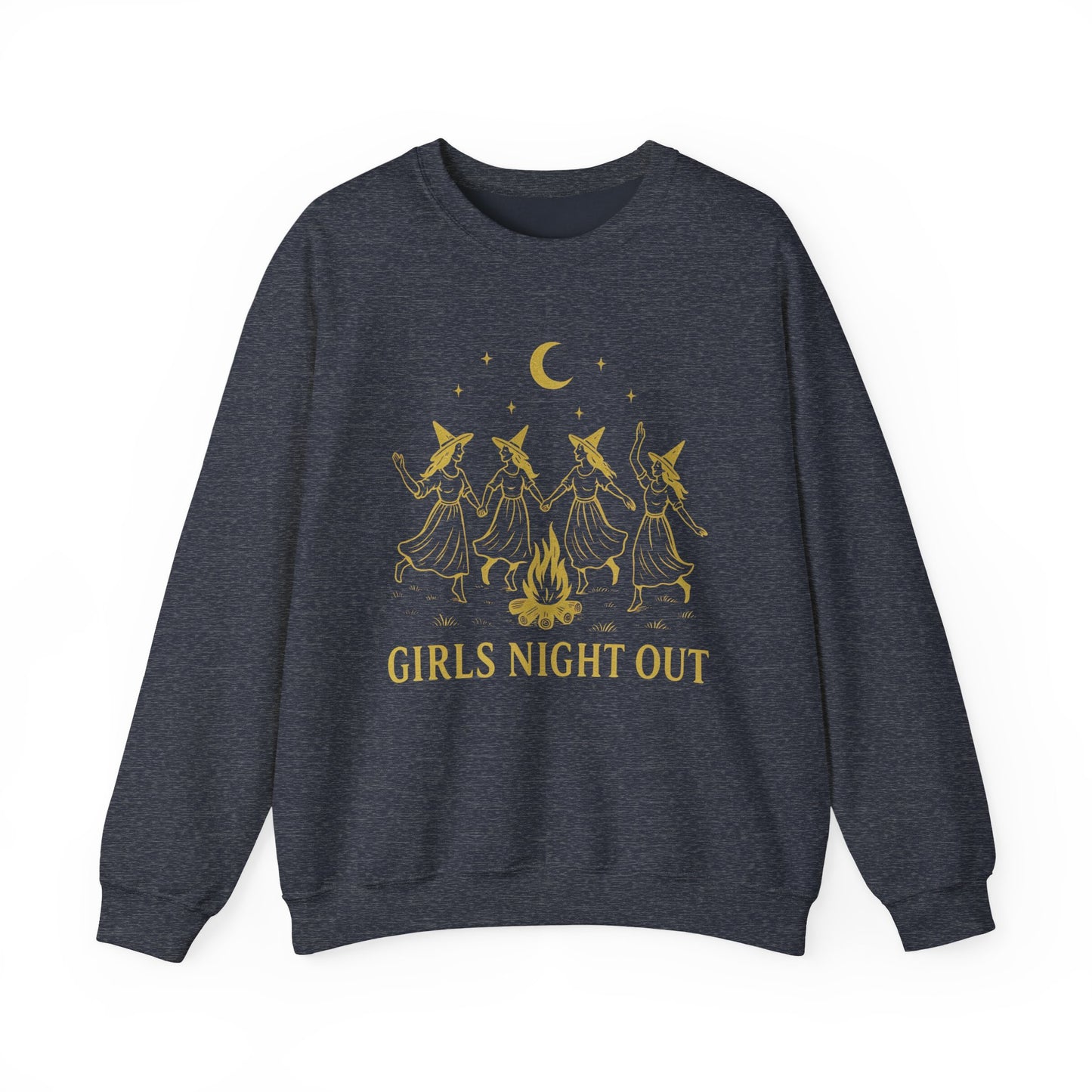 Girls Night Out Crewneck Sweatshirt – Dancing Witches Bonfire Graphic (Unisex)