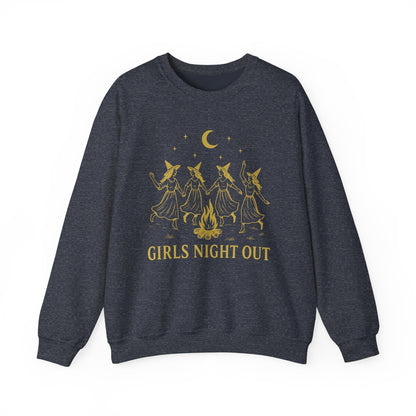 Girls Night Out Crewneck Sweatshirt – Dancing Witches Bonfire Graphic (Unisex)