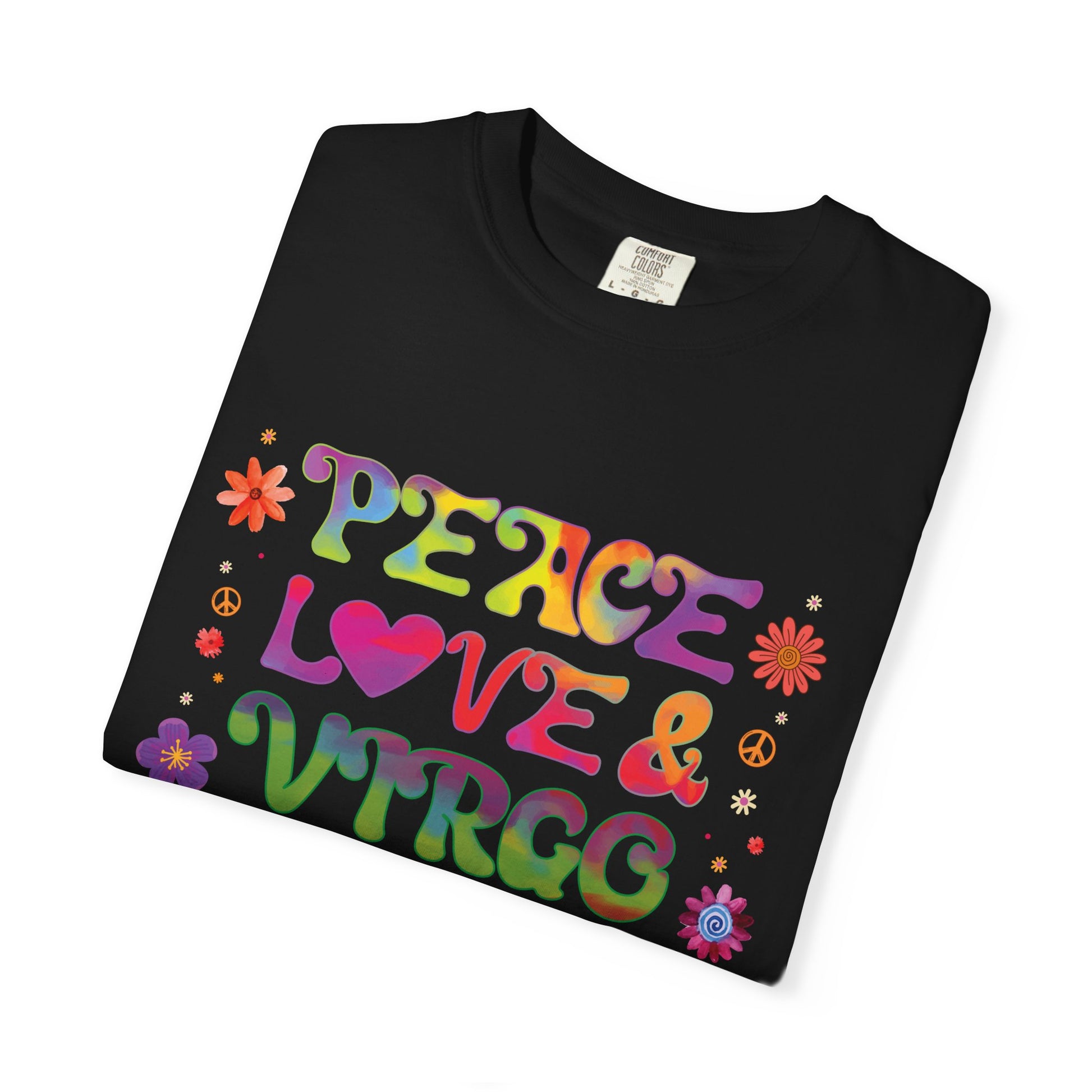 Peace Love & Virgo – Retro Hippie Zodiac Tee