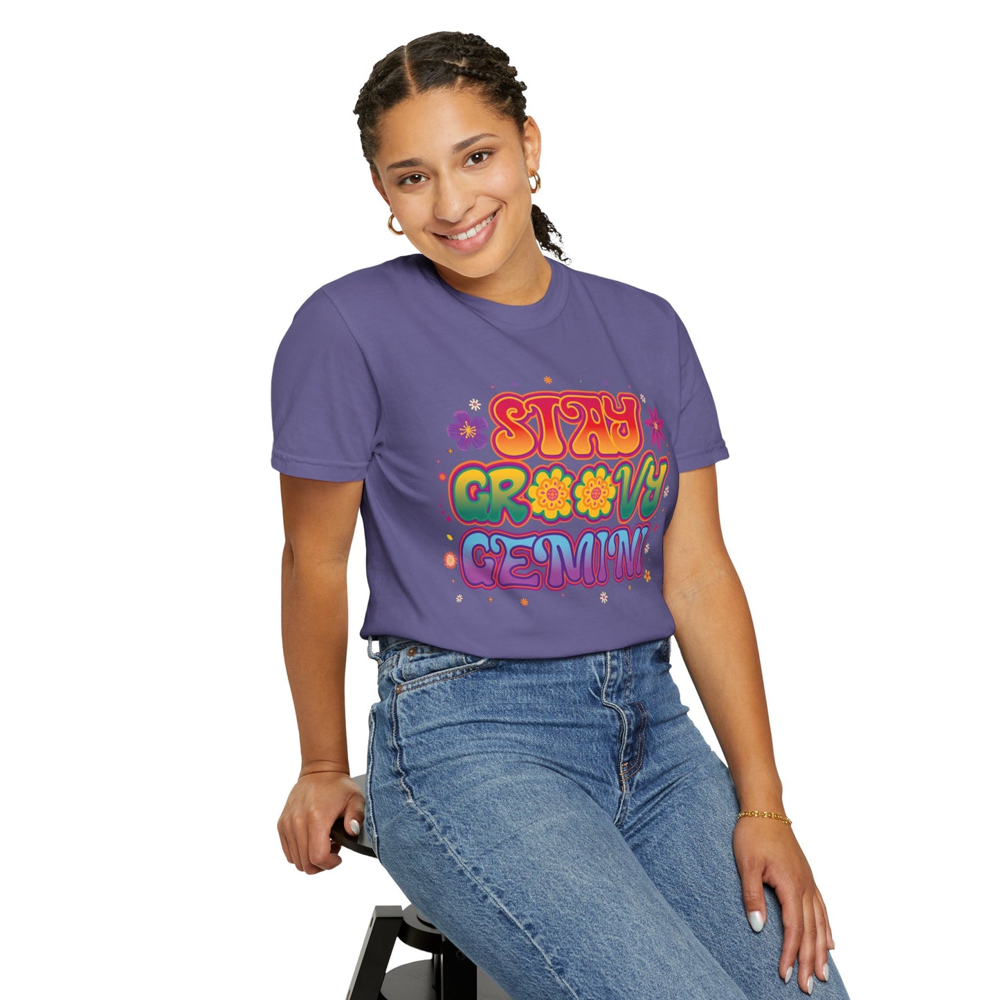 Stay Groovy Gemini – Flower Power Retro Zodiac Tee