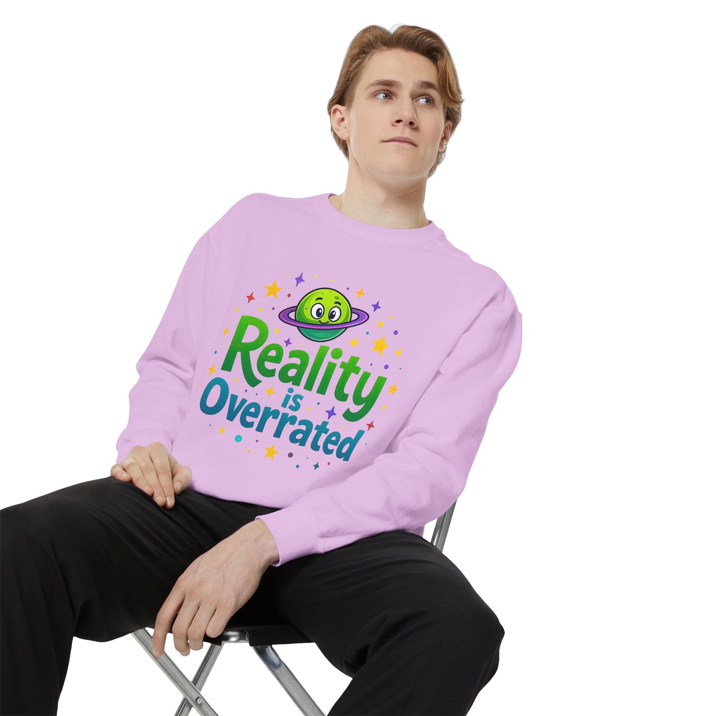 Reality Is Overrated Sweatshirt – Cosmic Alien Pullover