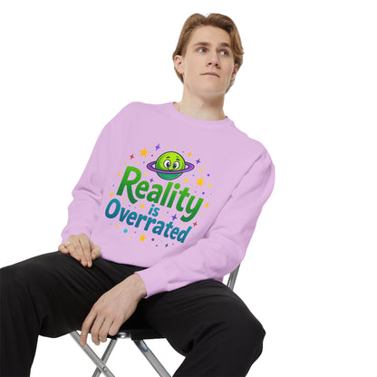 Reality Is Overrated Sweatshirt – Cosmic Alien Pullover