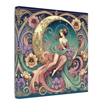 Floral Moon Muse – Art Nouveau Goddess Wall Art