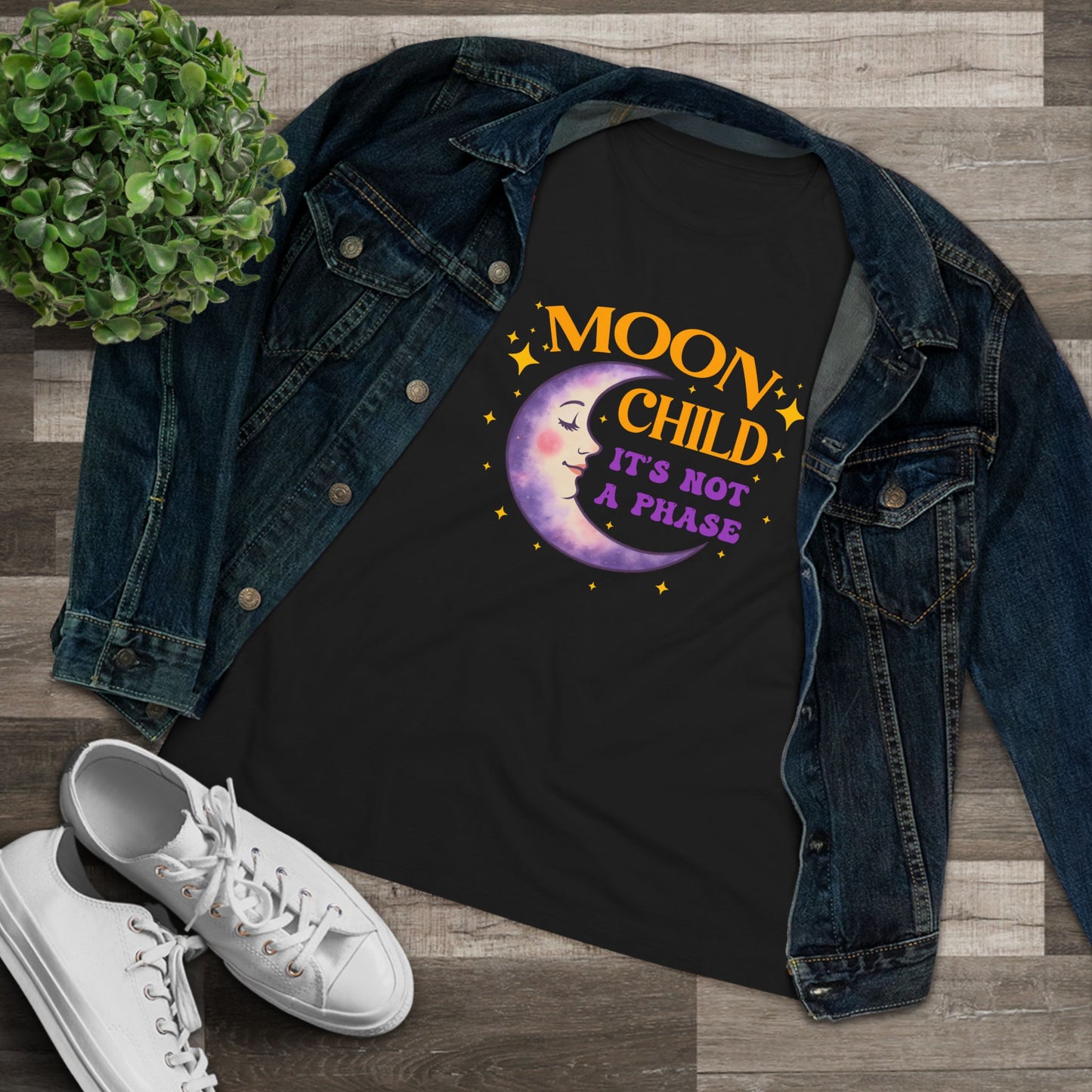 Moon Child It's Not A Phase Women’s Relaxed Tee – Empowering Celestial Colorful Shirt