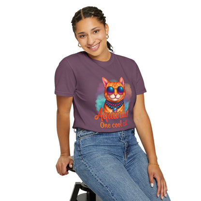 Aquarius One Cool Cat – Funky Retro Zodiac Tee - Enchanted Sky