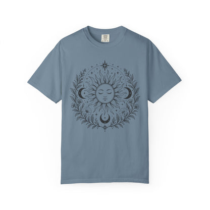 Boho Spiritual Sun and Floral Hippie Unisex T-Shirt